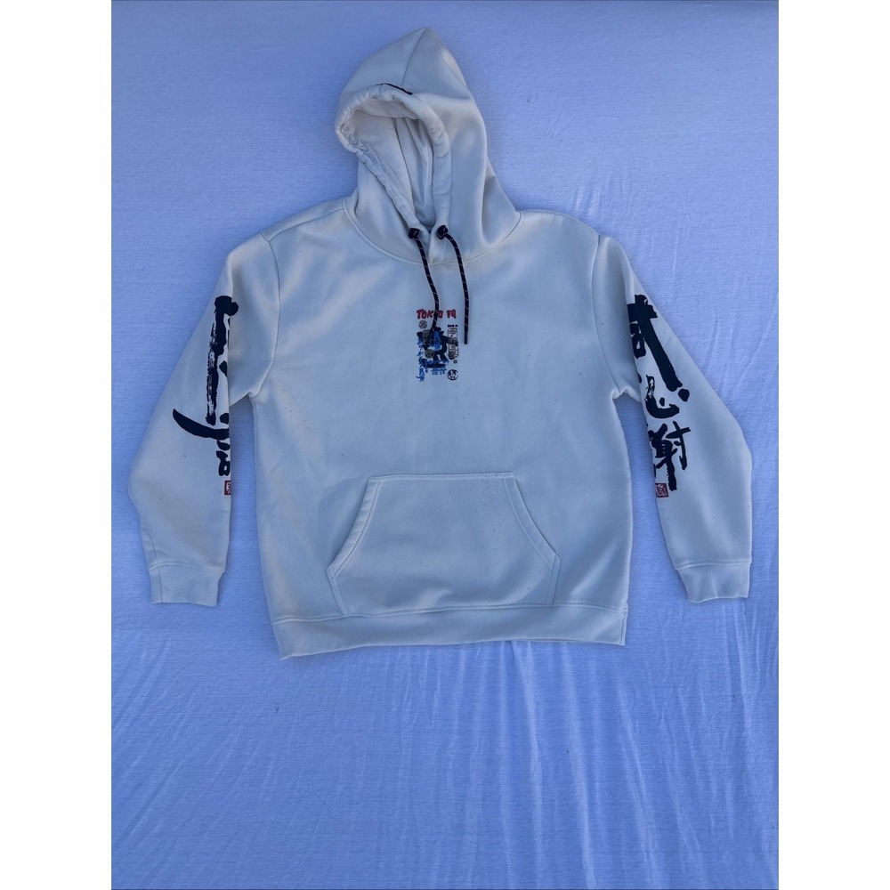 RGSTR Pullover Hoodie Mens White Size L Toyko Street Art Graphic Print Comfy‎